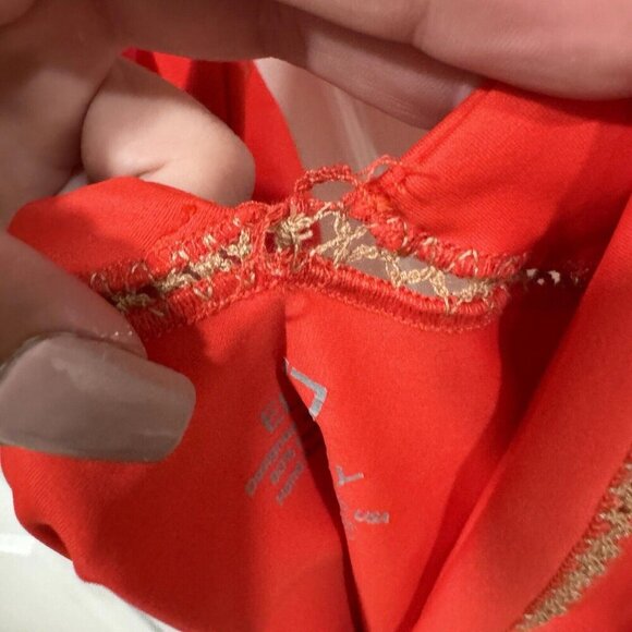 New Ellejay Swim wear Aubrey Red Orange Plunging V 1 Piece Bathing Suit Medium - Picture 3 of 10